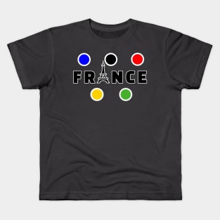 France Eiffel Olympic colors Kids T-Shirt